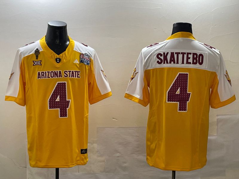 Men Arizona State Sun Devils #4 Skattebo Yellow Thanksgiving three generations 2024 Nike Limited NCAA Jersey style 1